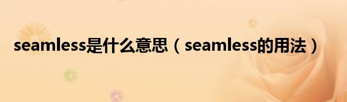 seamless是什么意思（seamless的用法）